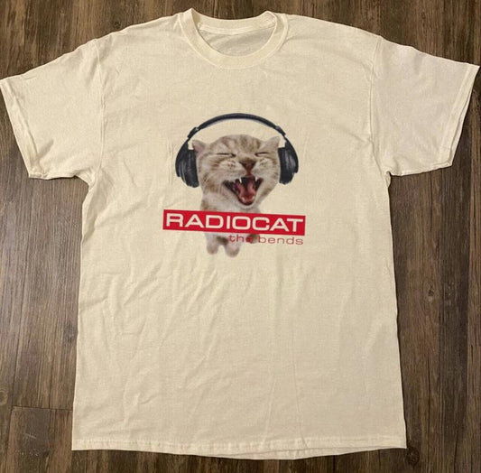 RARE!! Radiohead Cat Album Cover T-Shirt The Bends Concert Shirt Gift for Fans Menswear Top Menswear Top Underwear Tshirt Streetwear Man Tropical Crew