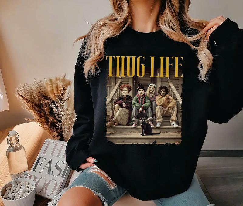 Thug Life Golden Girl Bad Witches Halloween Vintage Unisex T-Shirt, Sweatshirt, Hoodie Casual Collar halloween movie Comfort Cotton
