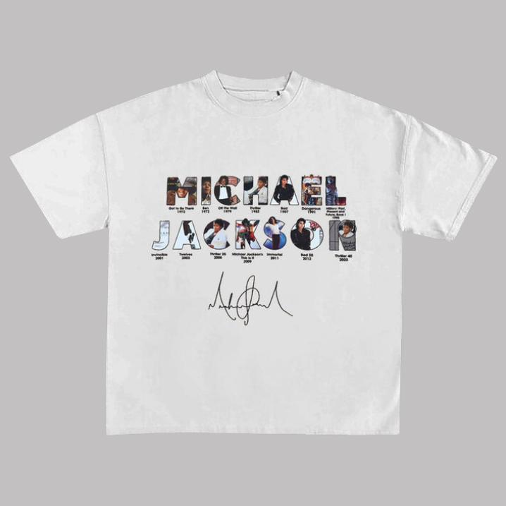 Fashionable Musician Letter Michael Jackson T-Shirt, Vintage MJ Graphic Tees, Unisex Music Pop Shirt Menswear Womenswear Streetwear