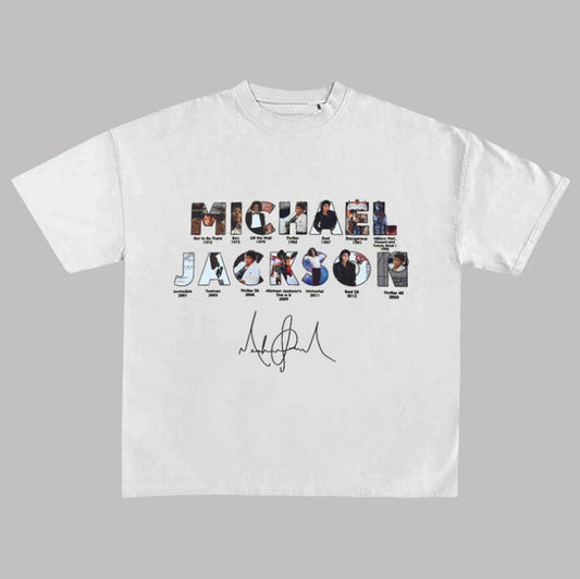 Fashionable Musician Letter Michael Jackson T-Shirt, Vintage MJ Graphic Tees, Unisex Music Pop Shirt Menswear Womenswear Streetwear