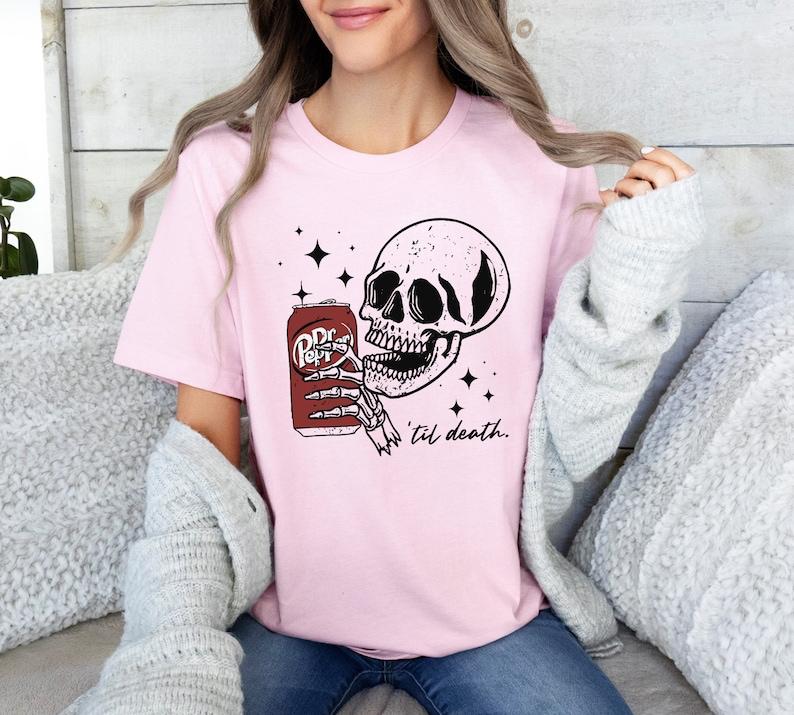 Till Death Dr. Pepper Sweatshirt, Skeleton Sweatshirt Hoodie, Halloween Sweater Hoodie, Cute Dr Pepper Shirt, Skeleton Drinking Dr. Pepper Sweatshirt,   For Men For Women, Gift For Her, Printed In The USA