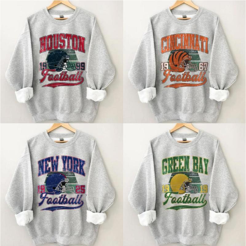 Vintage All Teams Football Sport Grey Sweatshirt, Hometown Football Sweatshirt, Football Thowback Vintage All Teams Sweatshirt, Vintage Graphic Sweats