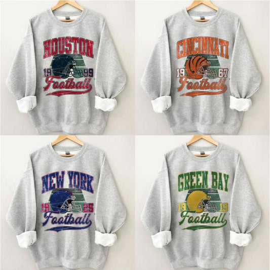 Vintage All Teams Football Sport Grey Sweatshirt, Hometown Football Sweatshirt, Football Thowback Vintage All Teams Sweatshirt, Vintage Graphic Sweats