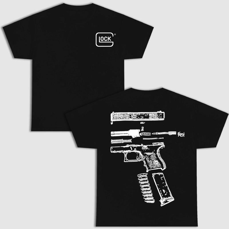 In Glock We Trust Double-Sided  Graphic Shirt - Versatile Colors, Summer Casual Wear, Comfortable Cotton Fabric