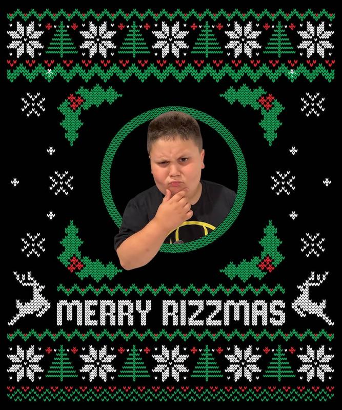 Merry Rizzmas  Ugly Christmas Tee  Funny Christmas Tee  Holiday Tee, For Men, For Women, 100% Cotton, Crew Neck, Slight Stretch, Breathable & Wear-Res