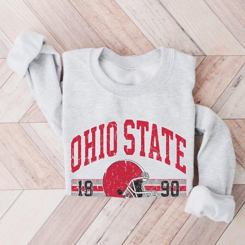 Ohio State Sweatshirt, Ohio Football Shirt, Buckeye Football Sweatshirt, Vintage Red and White Fan Gift, Ohio State Football Fan Casual Classic