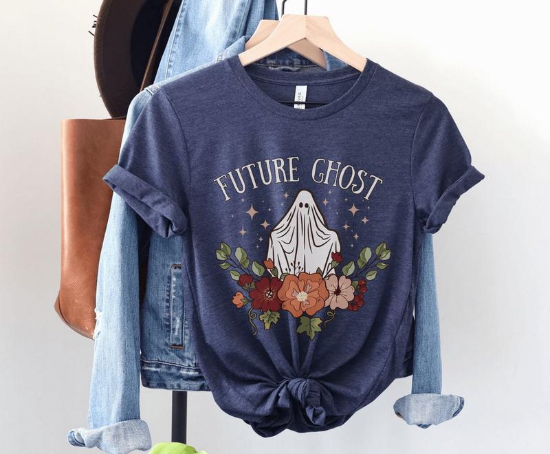 Floral Future Ghost Shirt, Funny Halloween Ghost T-Shirt, Cute Boho Retro Trick Or Treat Tee, Spooky Season Gift For Her, Halloween Party, Unisex Cott