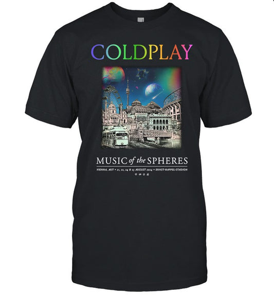 Coldplay Music Of The Spheres Vienna August 21, 22, 24 & 25 Tour 2024 T-shirts