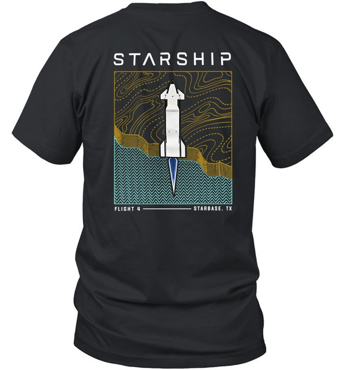 Spacex Unisex Starship Flight 4 Black T Shirt