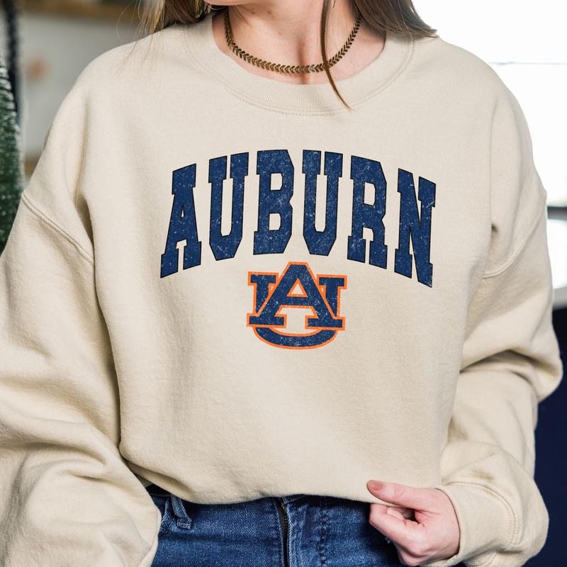 Auburn Tigers Vintage Sweatshirt, Unisex Auburn Football Shirt, Crewneck Gift for Men and Girls, Cotton Pullover, Classic Sport Style