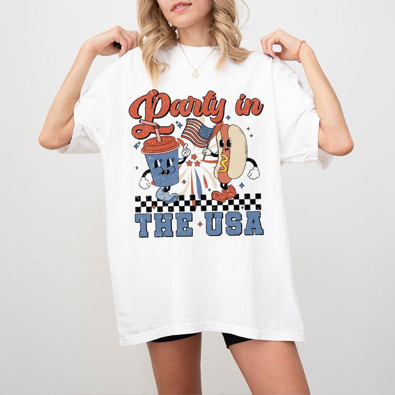 Retro Party In The USA Shirt, 4th Of July Shirts, Gift For Her, Indenpendence Day Gifts, Funny Fourth Of July Shirts, USA Hot Dog Funny Tee, USA Patri