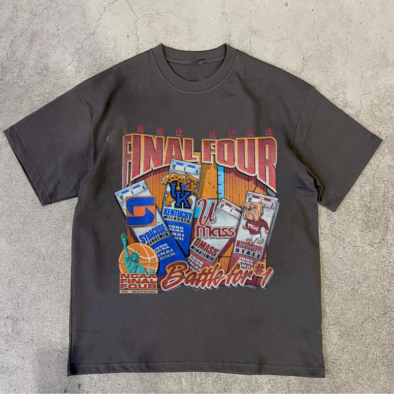 Vintage Final Four Salem NCAA  1996 Kentucky Syracuse UMass Misissippi T-Shirt Cotton Short-sleeve Retro Streetwear Tshirt Menswear Top