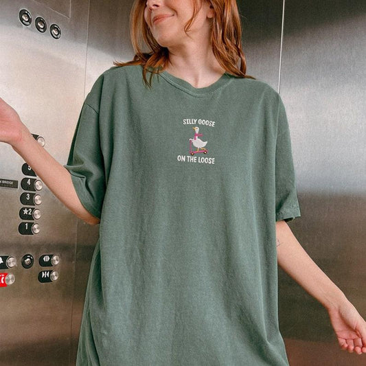 Shirt  Silly Goose On the Loose Tshirt  Goose Crewneck Shirt  Silly Goose T-Shirt  Funny Shirt Gift  Cotton Tshirt  Women's Tshirt