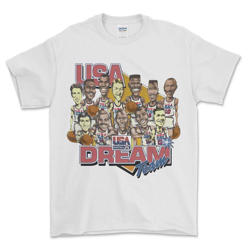 Vintage 1992 Dream Team Basketball Caricature Shirt, graphic vintage sports tees for men
