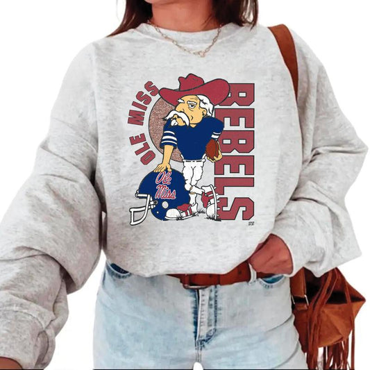 Vintage NCAA Ole Miss Rebels Mascot Unisex t-shirt, sweatshirt, hoodie Cotton Menswear