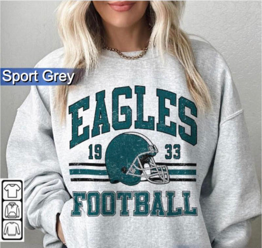 Eagles Sweatshirt, Football Fans Shirt Retro Style 90s Vintage Unisex Crewneck, Graphic Tee Gift For Football Eagles Fans, Full Sizes, Full Color Cott
