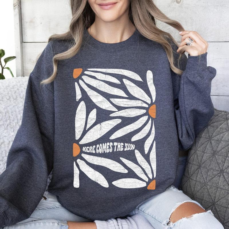 Here Comes The Sun, Boho Floral Design Sweatshirt
