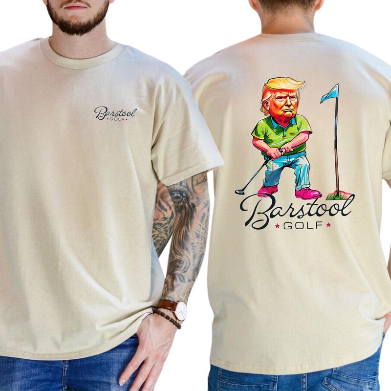 Funny Trump Golf 2-Sided Shirt, Men's Golfing Tee, 45 47 Trump T-shirt, MAGA Republican Tshirt, Unisex Golfer Tops, Classic Cotton Casual Menswear