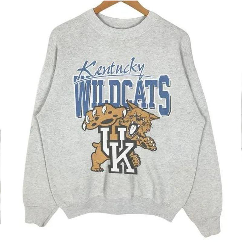 Vintage 90s NCAA University of Kentucky Wildcats Logo Retro 90s Sweatshirt Cotton Fabric Menswear Day