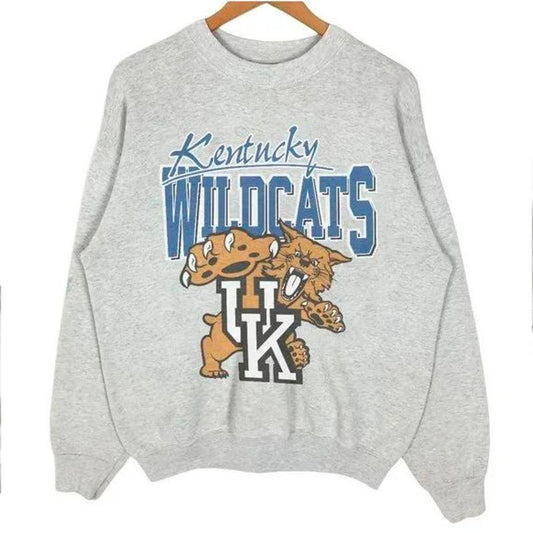 Vintage 90s NCAA University of Kentucky Wildcats Logo Retro 90s Sweatshirt Cotton Fabric Menswear Day
