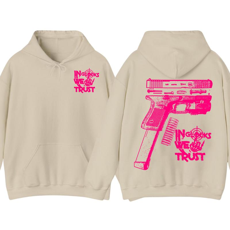 NEW Design Glock ,In Glock We Trust Skeleton 2 Side Hoodie & Sweater,Unisex sweater,Men's & Women's Tops,Glock Hoodie,Glock Pink Color ,For Her,For Him