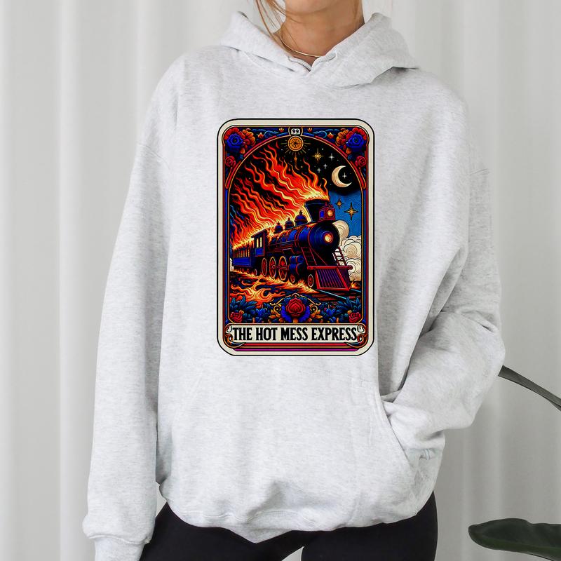 The Hot Mess Express- Unisex Crewneck Sweatshirt - Print is Sublimation, Christmas Crewneck, Gift Idea, Relaxed Fit, Casual Apparel