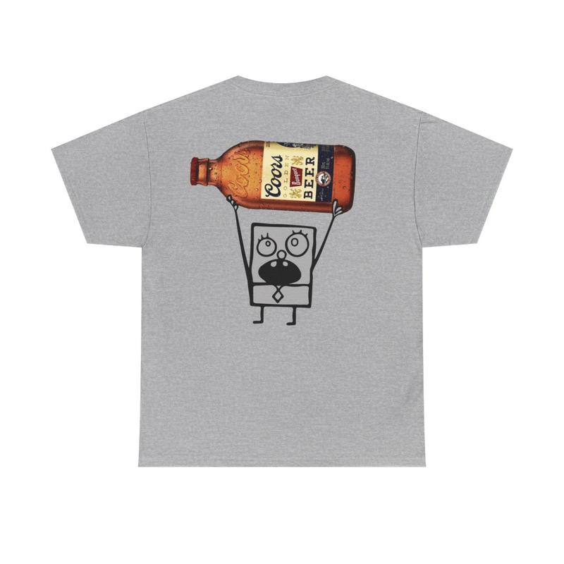 Coors Banquet Doodle Bob Two Sided Unisex Heavy Cotton Tee - Funny Drinking Shirt - Coors Light Shirt - Doodle Bob Shirt - Coors Banquet Bottle