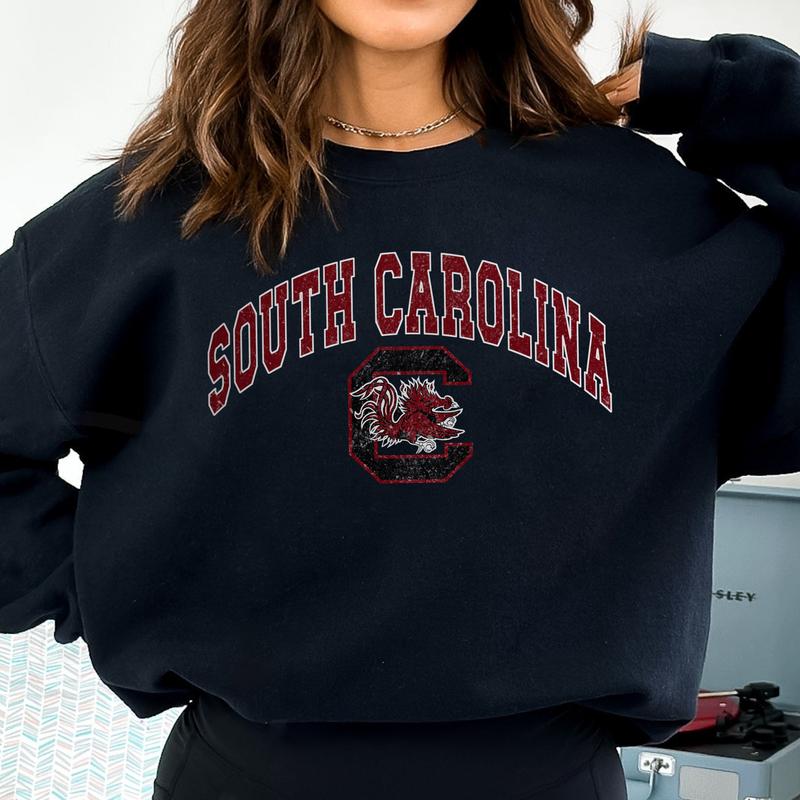 South Carolina Gamecocks Vintage Football NCAA Trendy Sweatshirt, University of South Carolina Unisex Football NCAA Shirt, Gift For Men, Gift For Girls, Crewneck, Cotton, Sweaters, Pullover