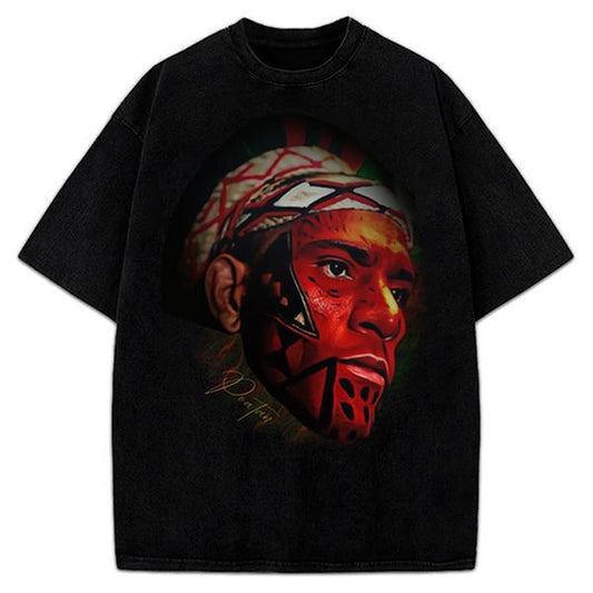 Alex Pereira Poatan Painted Face Portrait Vintage MMA Graphic Design T-Shirt Cotton Menswear