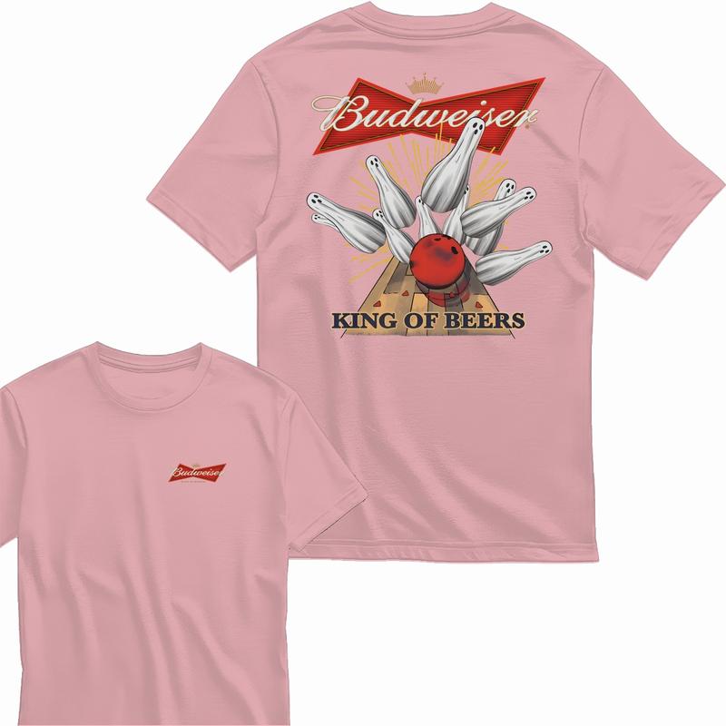 Budweiser Bowling Ghost Strike Beer Unisex T-shirt for Men and Women, T-Shirt Shortsleeve Casual Menswear Top