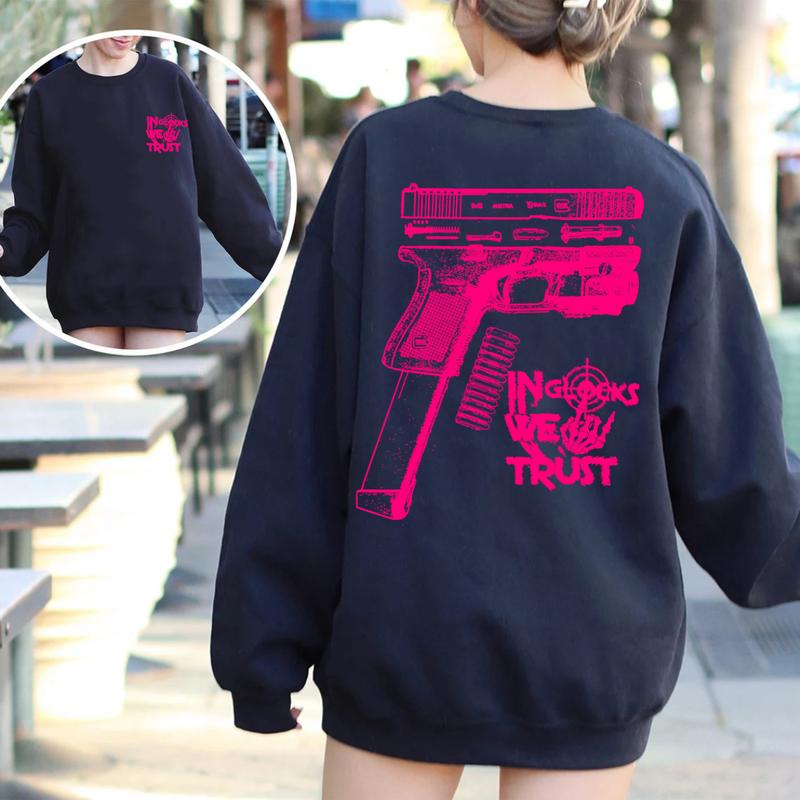 NEW Design Glock ,In Glock We Trust Skeleton 2 Side Hoodie & Sweater,Unisex sweater,Men's & Women's Tops,Glock Hoodie,Glock Pink Color ,For Her,For Him