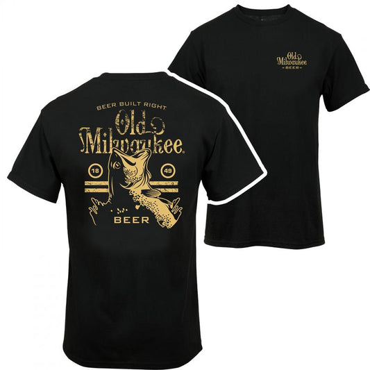 Old Milwaukee - Beer Built Right, Bass Fishing 2-sided T-shirt - Dynamic Prints - Pick Your Color - Unisex Clothing Choices - Trendy To Timeless - Ful