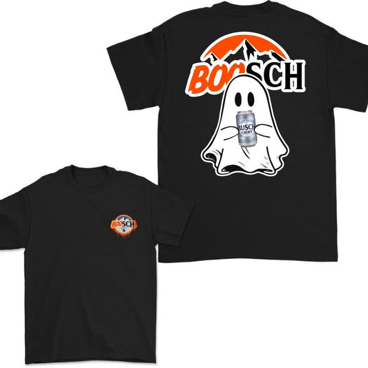 Boosh Light Boo Ghost Cute Halloween 2 Sided T-Shirt, Busch Light Halloween Shirt For Men And Women, Halloween Cute Ghost Trendy Shirt