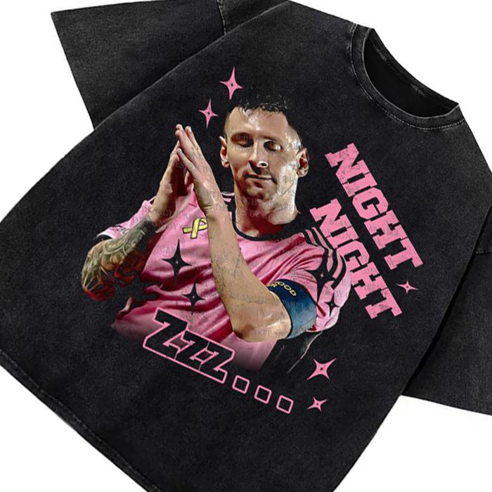 Lionel Messi Night Night Steph Curry Celebration Celly Greatest Of All Time GOAT Graphic T-Shirt Crewneck Cotton Menswear Soft