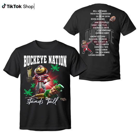 Ohio State Buckeyes Nation Stands Tall 2025 Shirt, Buckeyes Football Game Champions 2025 Tshirt, Buckeye College Football
