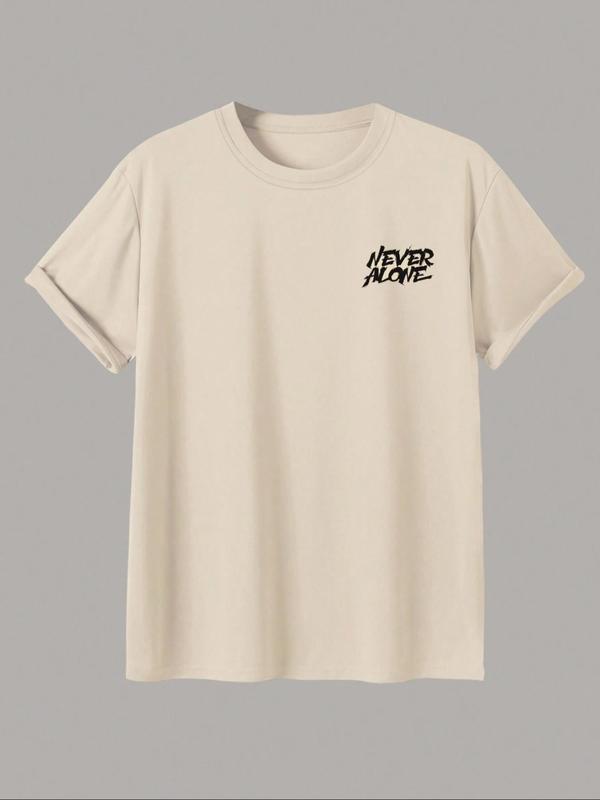 Men's Regular Fit Letter Print Round Neck Drop Shoulder Tee, Graphic Tees,Â Casual Streetwear Short Sleeve T-Shirt for Summer, Menswear for Daily Wear