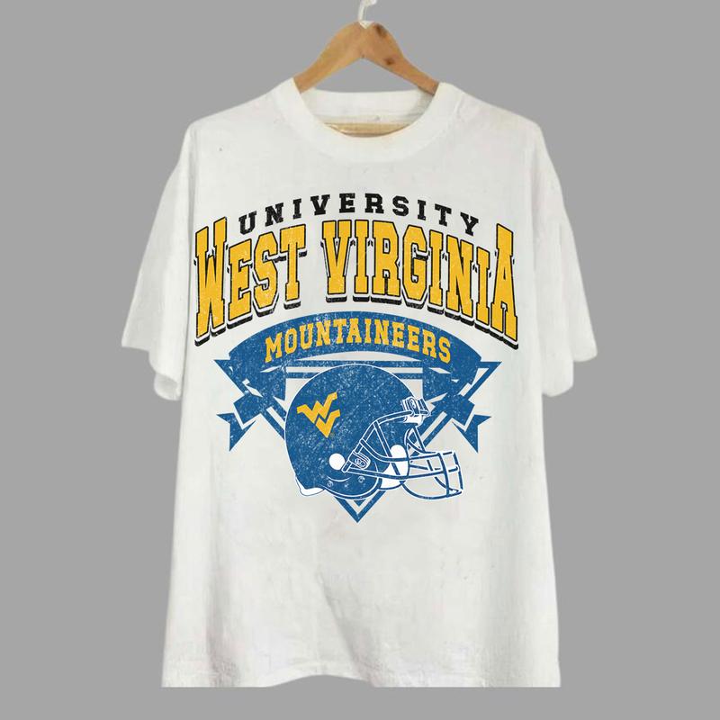 West Virginia Mountaineers Vintage Football NCAA Sweatshirt - Tshirt - Hoodie, West Virginia University Unisex Football NCAA Shirt, Unisex Vintage NCA