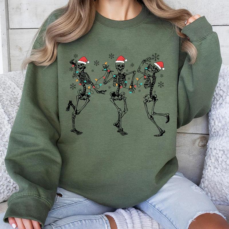 Dancing Skeleton Chirstmas Sweatshirt, Hoodie, Tshirt, Cute Christmas 2024 Gifts