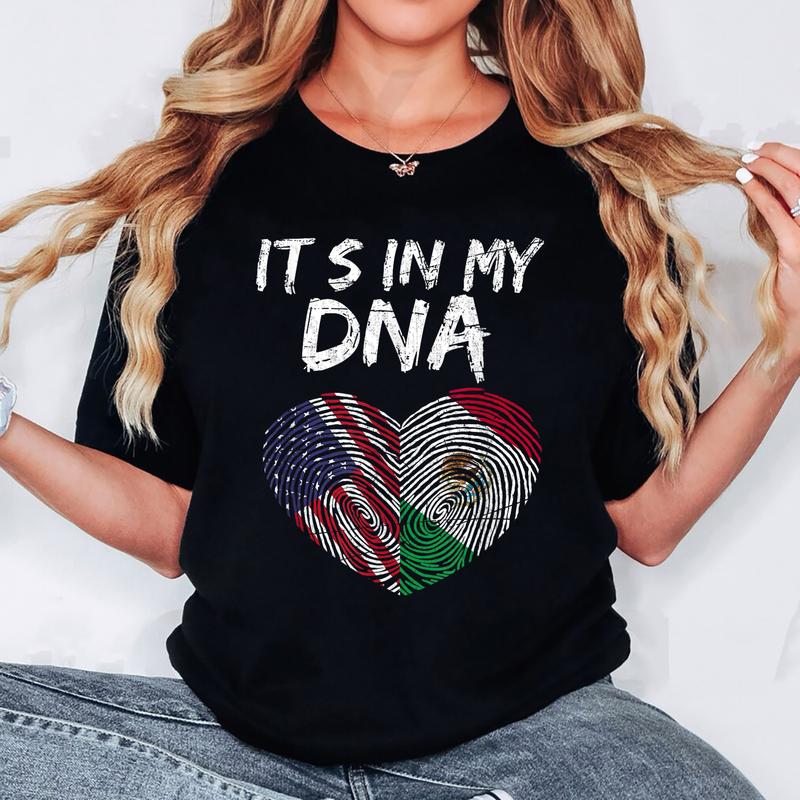 DNA USA Flag American Mexican Flag Mexico T-Shirt