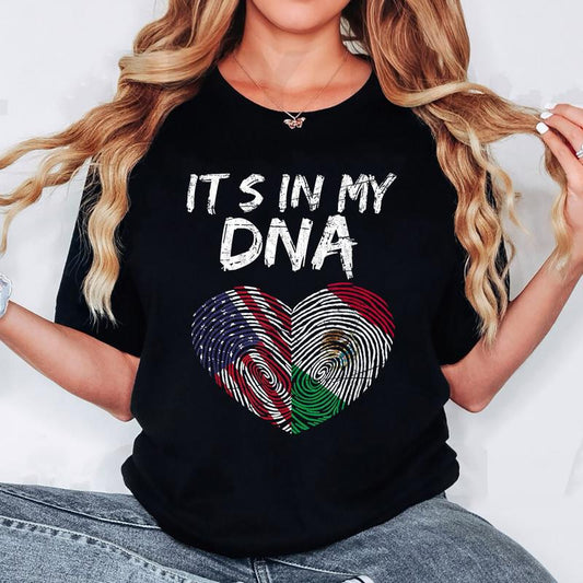 DNA USA Flag American Mexican Flag Mexico T-Shirt