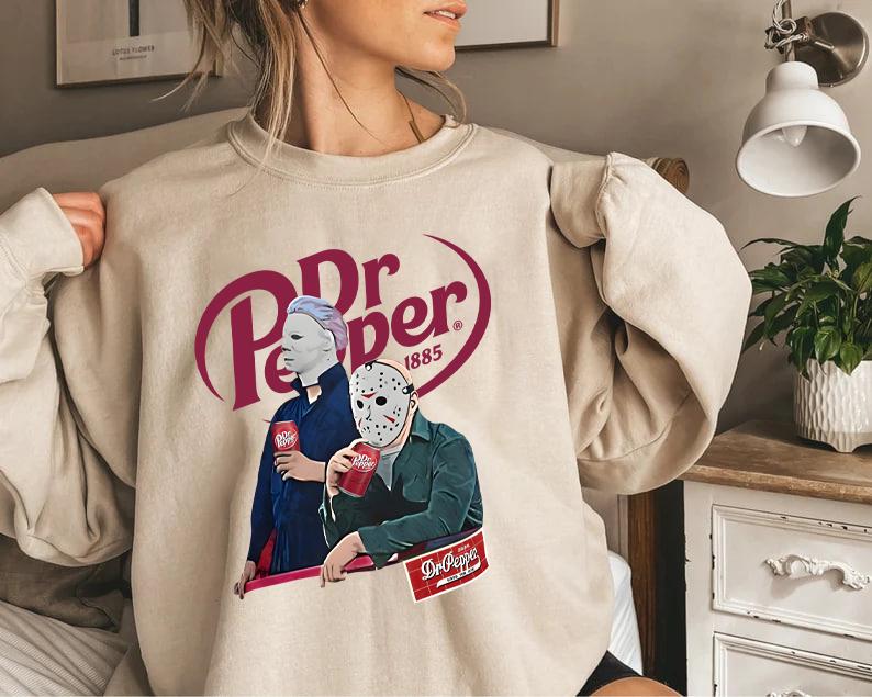 Dr Pepper Sweatshirt, Dr Pepper Michael And Jason Sweatshirt, Dr Pepper Halloween Shirt, Michael Myers Jason Vooheers Crewneck
