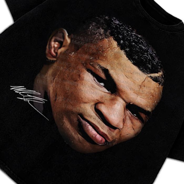 Mike Tyson T-Shirt Young Mike Tyson Portrait Big Face Custom Graphic Tee Crewneck Cotton