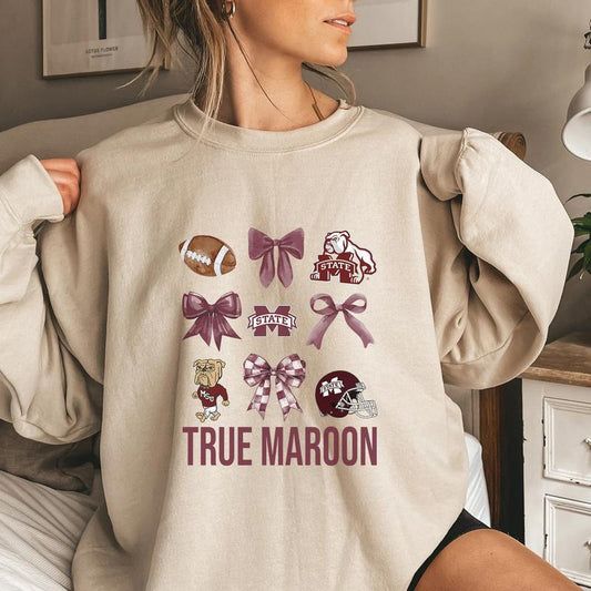 Mississippi State Bulldogs Football Coquette Sweatshirt, Vintage College NCAA Unisex Pullover Sweatshirt, Football NCAA Sweatshirt, Shirt for Fan Foot