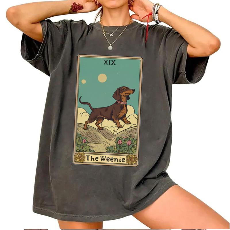 Dachshund T Shirt, Doxie Tarot Card T-Shirt Unisex Classic Cotton