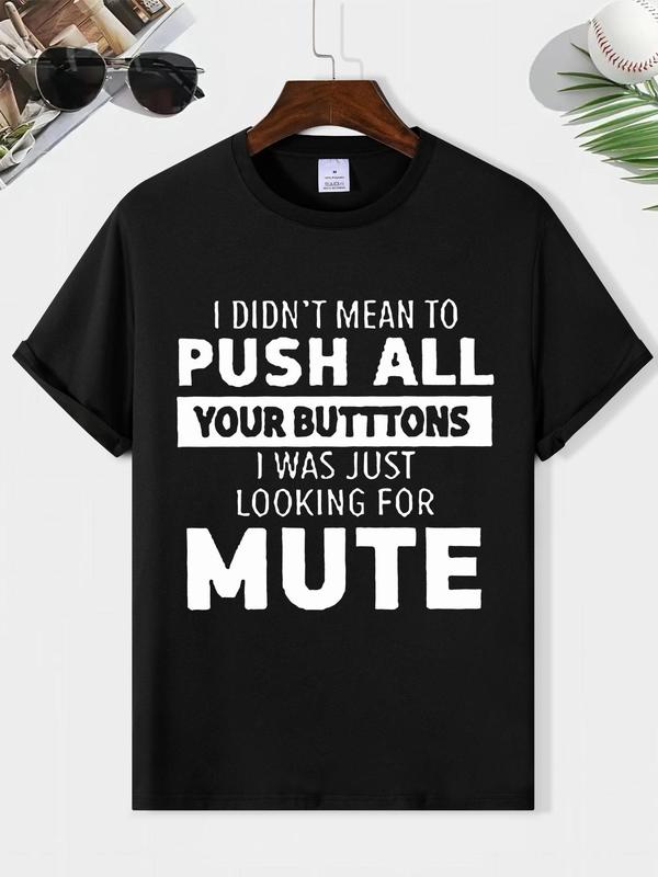 Men's Regular Fit Letter Tee, Short Sleeve Graphic Crew Neck, Summer Streetwear for Men, Drippy Going Out Outfit, Trendy Summer 2024