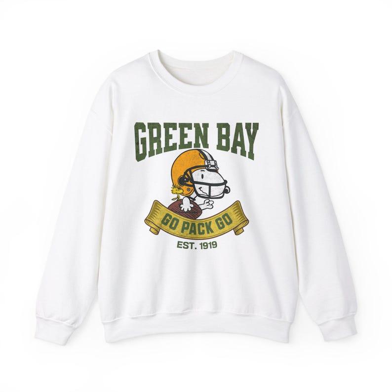 Snopy Football Sweatshirt, Green Bay Sweatshirt, Unisex Crewneck Jumper, Packers Apparel, Peanuts Sweatshirt, Athletic Pullover