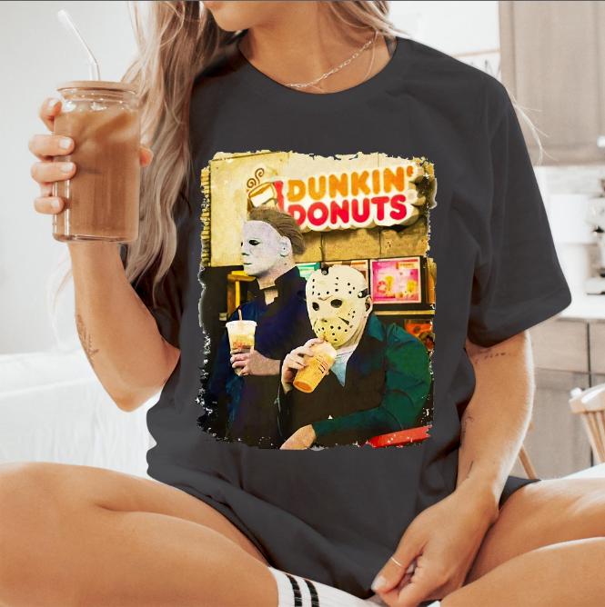 Funny Halloween Tee Jas0n And Michael Shirt Jas0n V00rhees T-Shirt Women & men T-Shirt  Cotton Unisex Comfort Fabric Comfortable Top