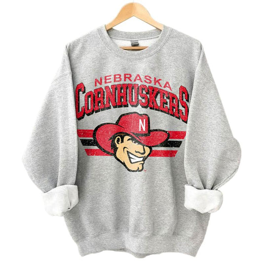 Nebraska Cornhuskers Vintage Football NCAA Sweatshirt - Tshirt - Hoodie, University of Nebraska Unisex Football NCAA Shirt, Unisex Vintage NCAA Shirt, Classic Football Shirt, Gifts For Football Fan Sport, Cotton, Sweatshirt, T-Shirt, Hoodie