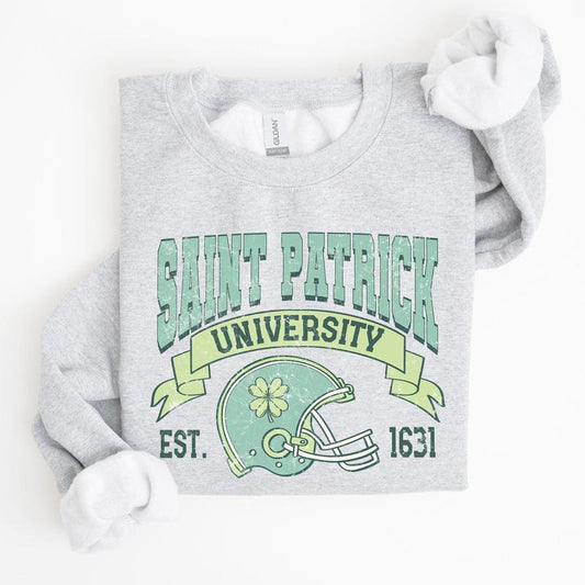 St Patrick University, Vintage, College, Ireland, Football, St Patrick's Day Sweatshirt, Women's Crew Neck, Crewneck