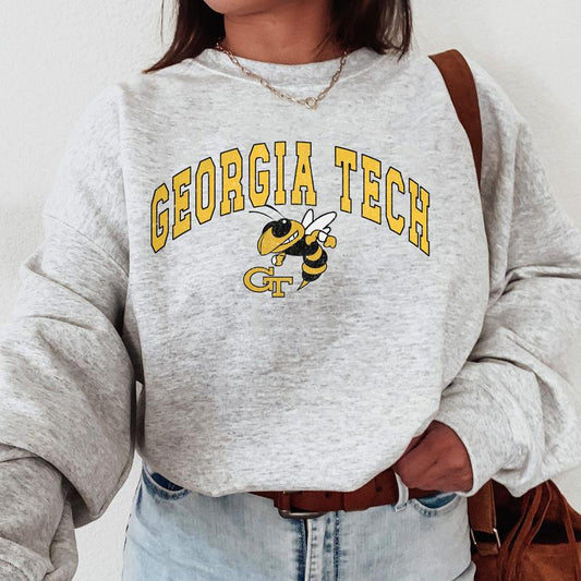 Georgia Tech Yellow Jackets Vintage Football NCAA Trendy Sweatshirt, Georgia Institute of Technology Unisex Football NCAA Shirt, Gift For Men, Gift For Girls, Crewneck, Cotton, Sweaters, Pullover